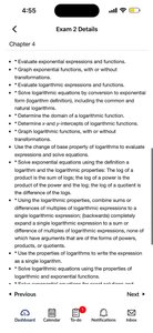Exam objectives for exponential and logarithmic functions
