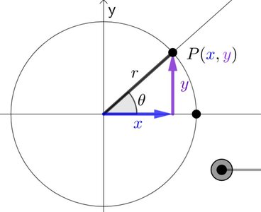 Unit circle with labeled coordinates and angle