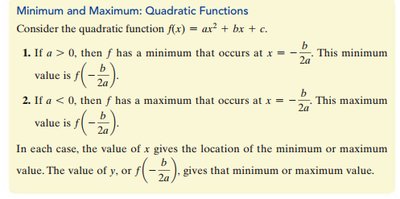 Minimum and Maximum of Quadratic Functions