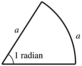 Sector showing 1 radian angle and equal arc and radius