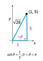Right triangle with cotangent 1/5