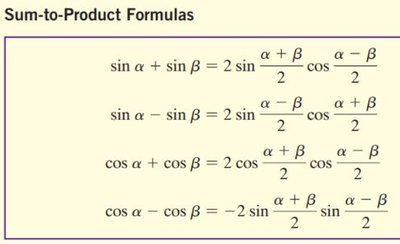 Sum-to-Product Formulas
