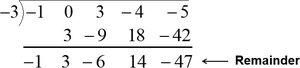 Synthetic division with remainder f(-3)