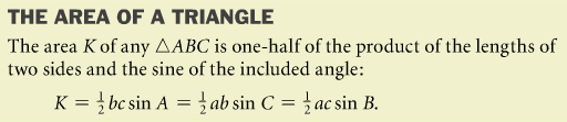 Area of a triangle formula