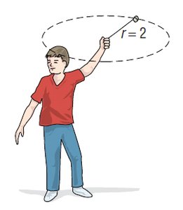 Child spinning a rock in a circle
