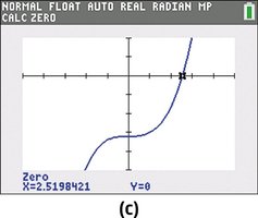Calculator showing x-intercept calculation