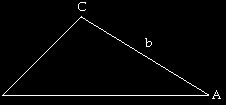 Triangle with vertices labeled A and C, and side b shown