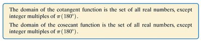 Boxed domain for cotangent and cosecant