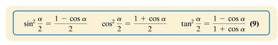 Basic half-angle formulas