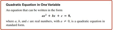 Quadratic equation in one variable
