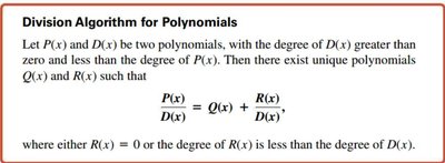 Division algorithm for polynomials