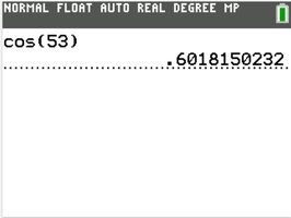 Calculator display: cos(53)