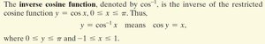 Definition of the inverse cosine function
