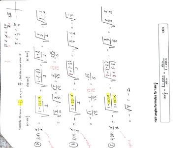 Worked example of half-angle formulas for sine, cosine, and tangent