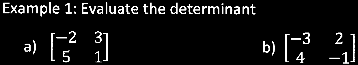 Definition of determinant of a 2x2 matrix