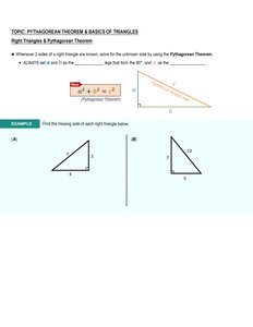 Examples of right triangles with missing sides
