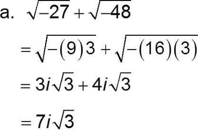 Example: Adding square roots of negative numbers
