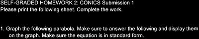 Parabola question instructions