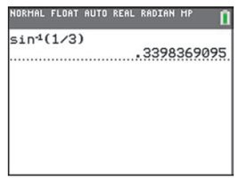 Calculator display for sin^{-1}(1/3)