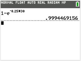 Calculator display for probability calculation