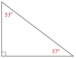 Right triangle with complementary angles 53° and 37°