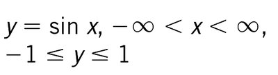 Equation for y = sin x, domain and range