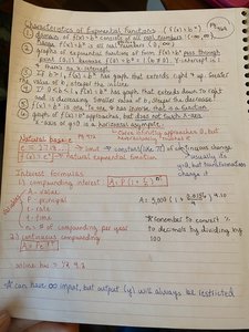 Characteristics and interest formulas for exponential functions
