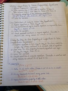 Steps for solving exponential equations using logarithms