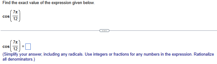 Exact value of cosine for a sum angle