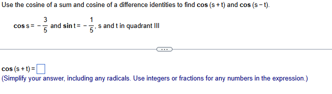 Cosine sum and difference identities