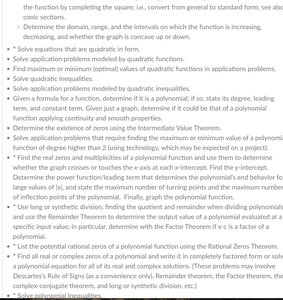 Chapter 1 polynomial and quadratic function objectives