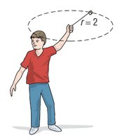 Child spinning a rock in circular motion