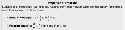 Properties of Fractions