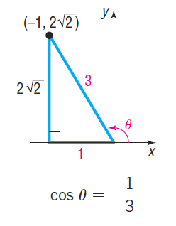 Right triangle for cosine example