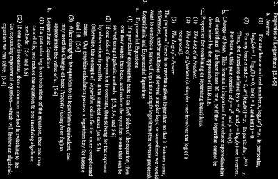 Review notes for properties of logarithms and solving logarithmic equations