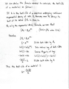 Derivation of Half-Life Formula