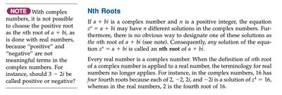 Explanation of nth roots and note about complex roots