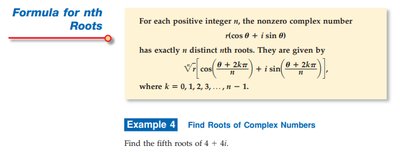 Formula for nth roots and example of finding roots of complex numbers