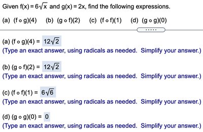 Worked example of composite functions with radicals