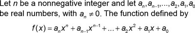 Definition and general form of a polynomial function