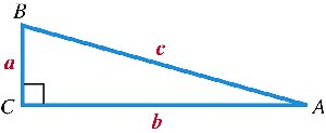Right triangle showing complementary angles