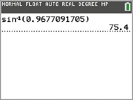 Calculator display for sin inverse