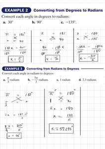 Worked examples of degree-radian conversion