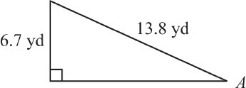 Right triangle with vertical side and hypotenuse