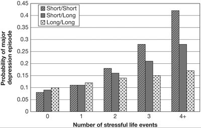 Probability of major depression episode vs stressful life events