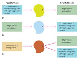 Diagram showing possible causes and results in correlational research