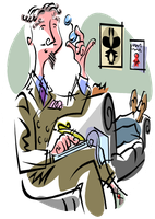 Cartoon of psychologist and patient