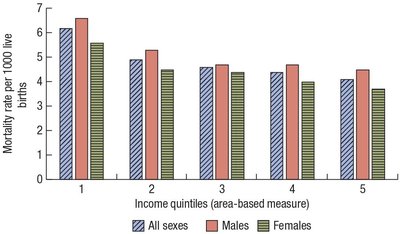 Bar graph showing infant mortality rates by socioeconomic status in Canada