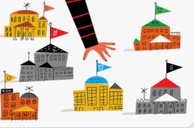 A hand choosing among colleges, representing decision justification