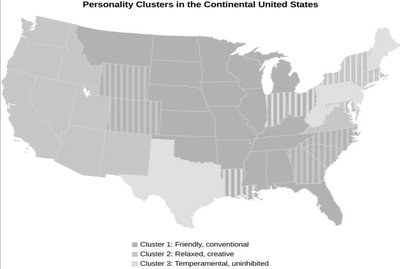 Map of personality clusters in the United States